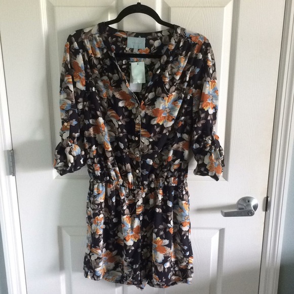 Skies Are Blue Pants - Floral multi colored romper!